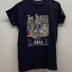 The Beatles Size Medium Black 60th Anniversary Short Sleeve T-Shirt. Preloved